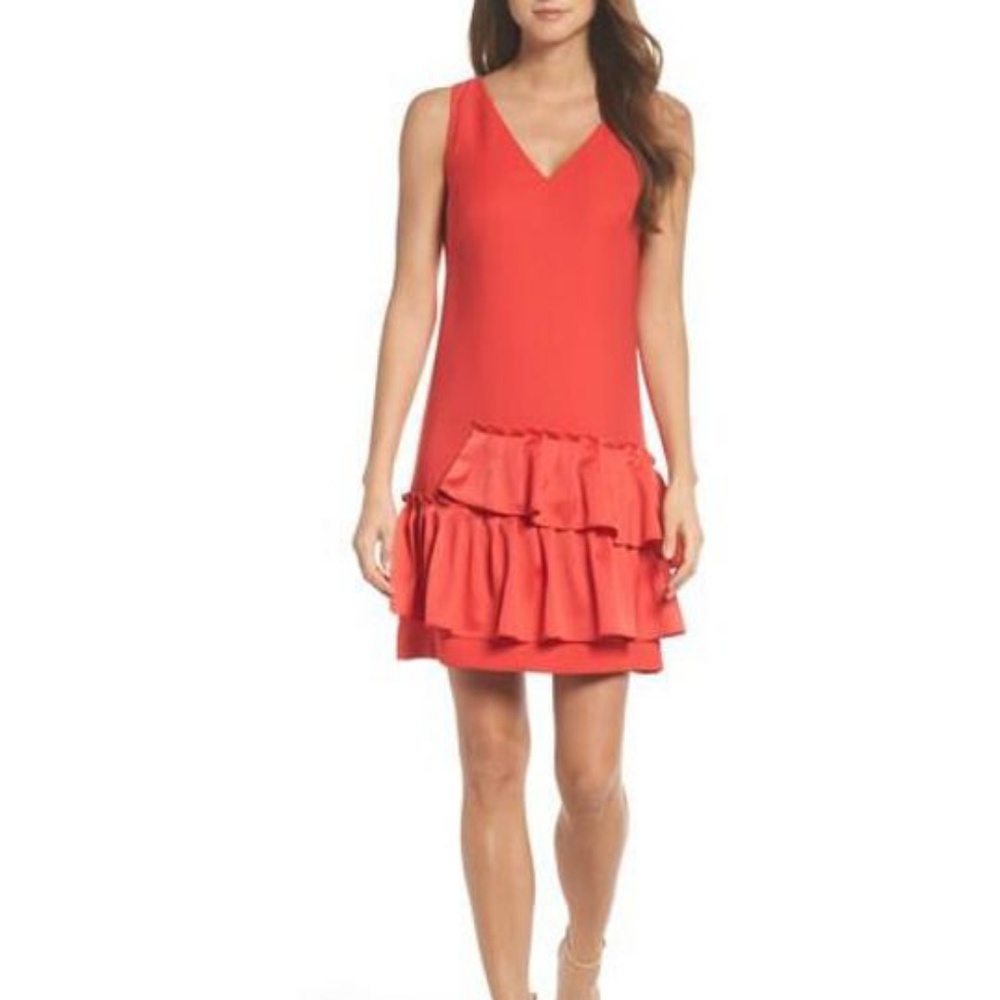 Ruffle hem sheath dress